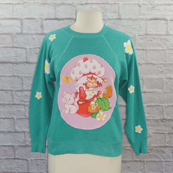 Vintage Tops - Vintage 70s Reworked Strawberry Shortcake Raglan Sweatshirt